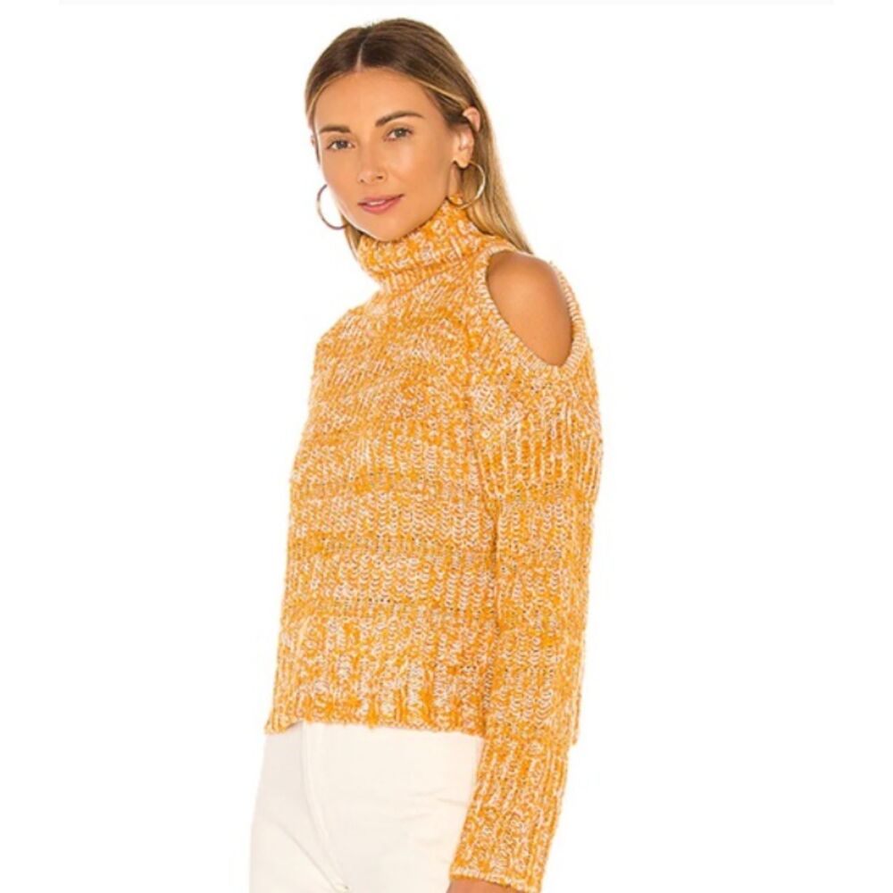 House of Harlow 1960 x Revolve Saylee Mustard Yellow Cold Shoulder Sweater S